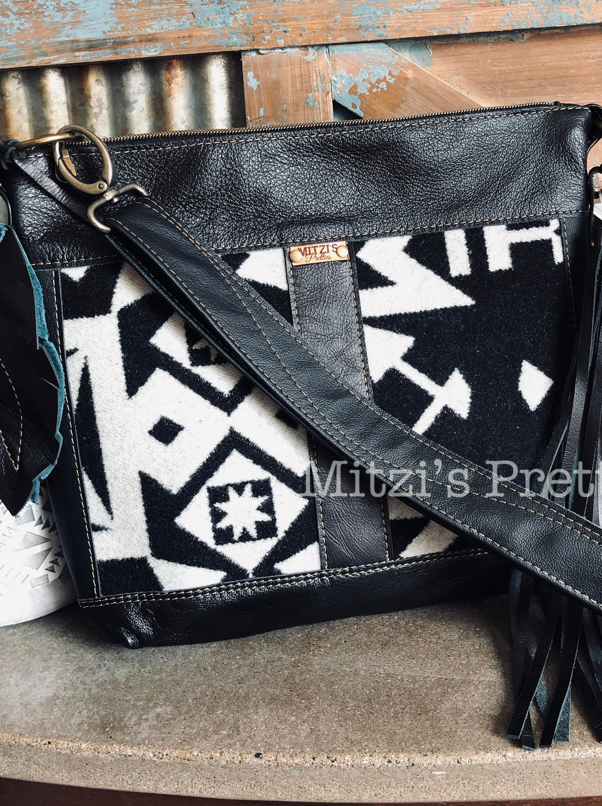 MADE TO ORDER Pendleton Wool and Leather Hobo w/ Cross Body Strap