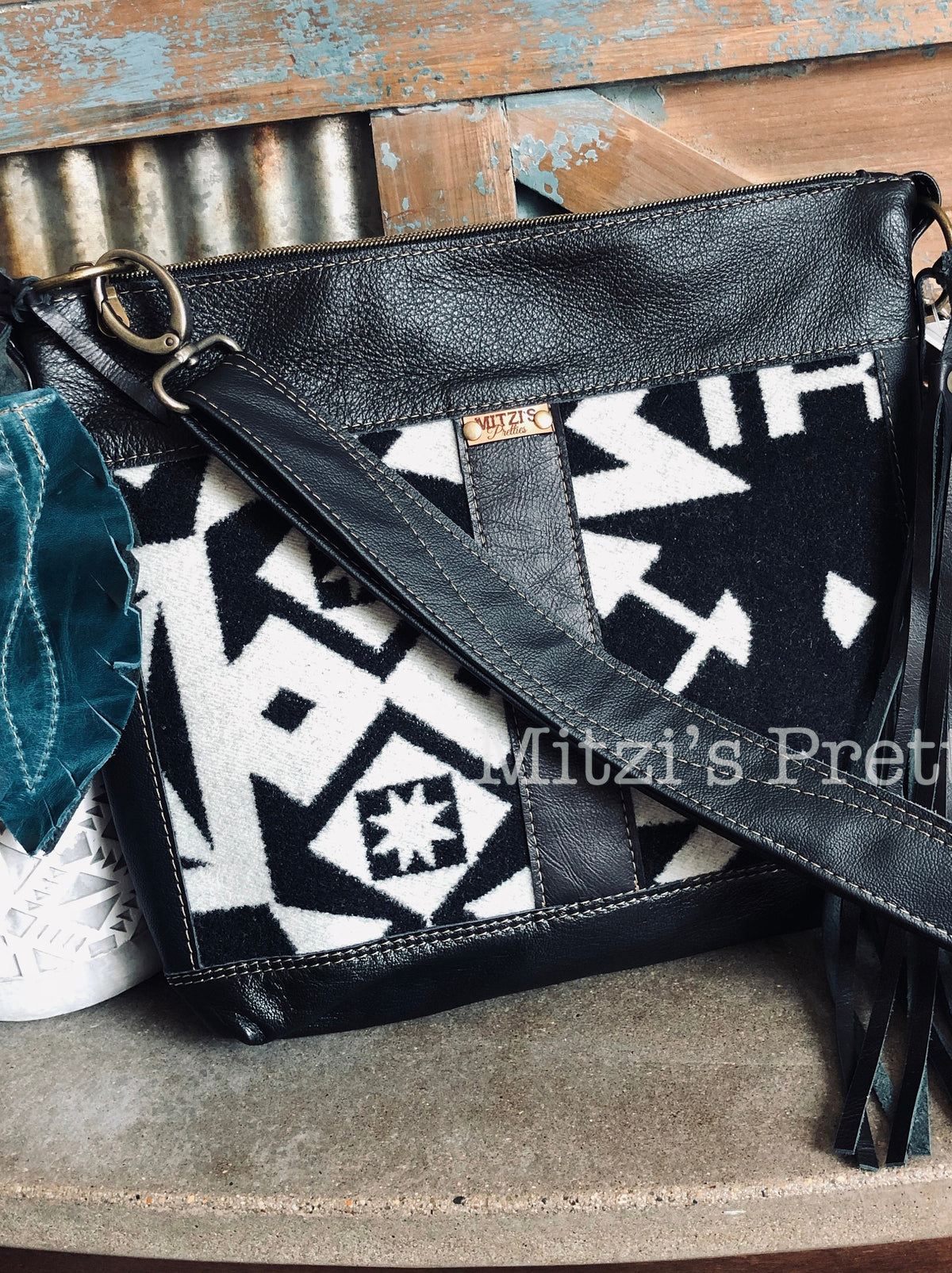 MADE TO ORDER Pendleton Wool and Leather Hobo w/ Cross Body Strap