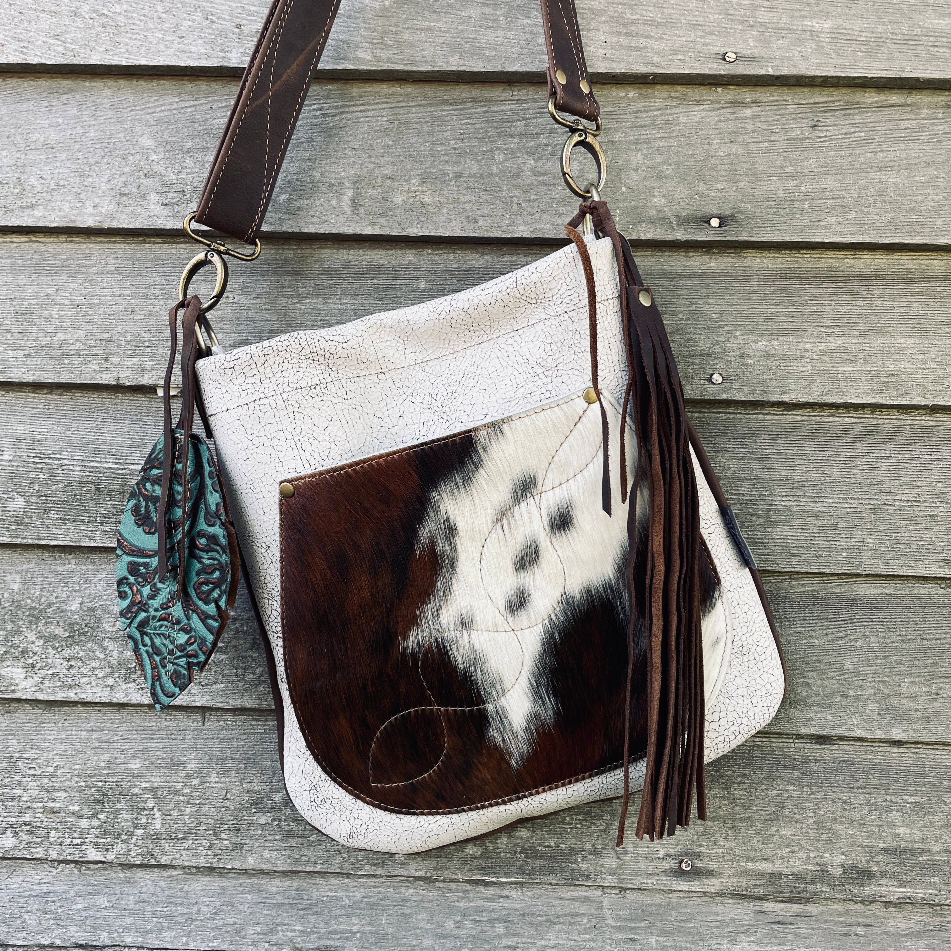 SHIPS TODAY// Birch Leather, Cowhide Fringe Bag – Mitzi's Pretties