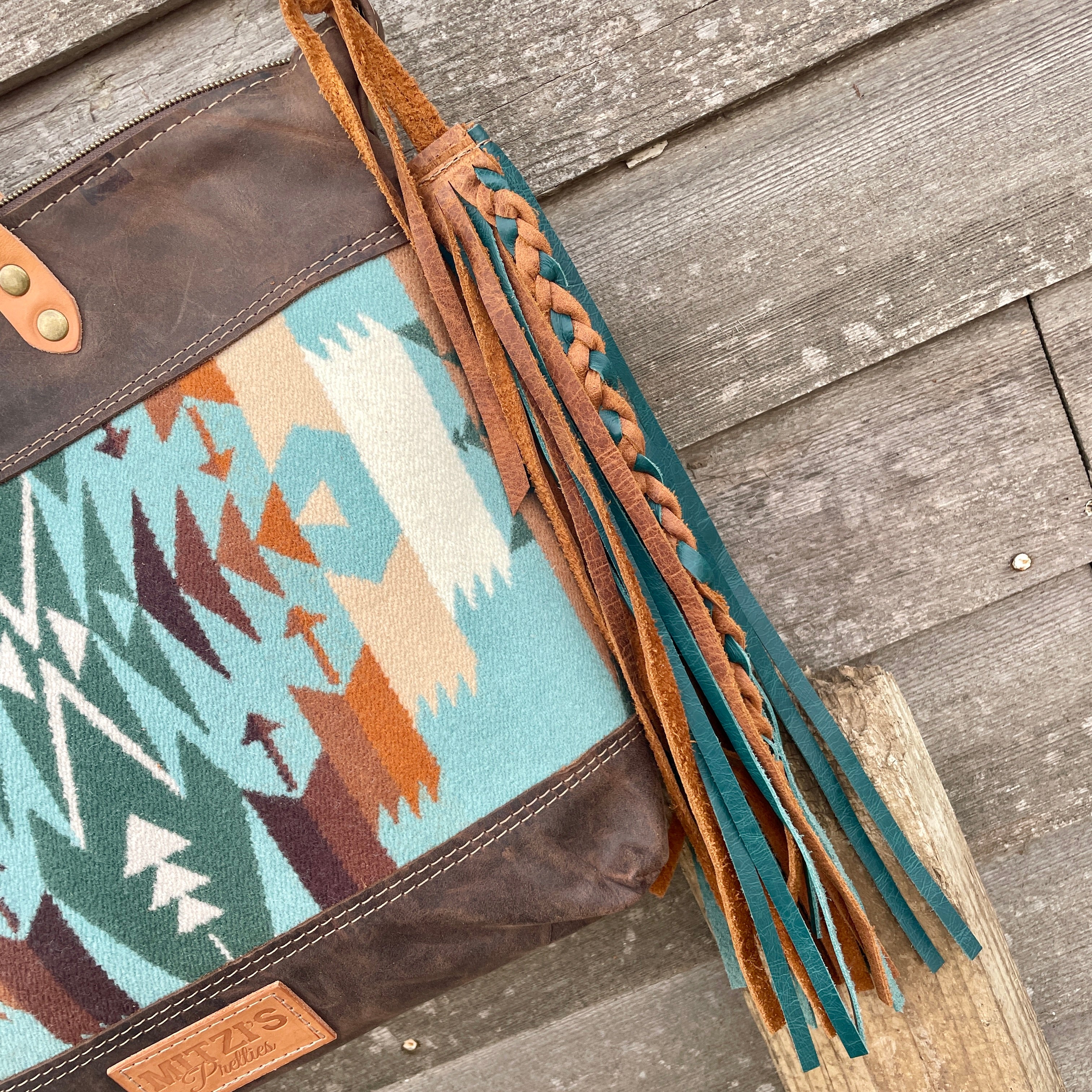 SHIPS TODAY Pendleton & Leather Crossbody Bag with Handles
