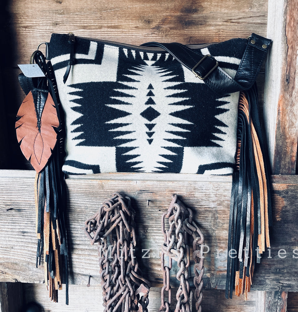 Western Fringe Purse in Native Wool Cross Body Purse -  Ireland