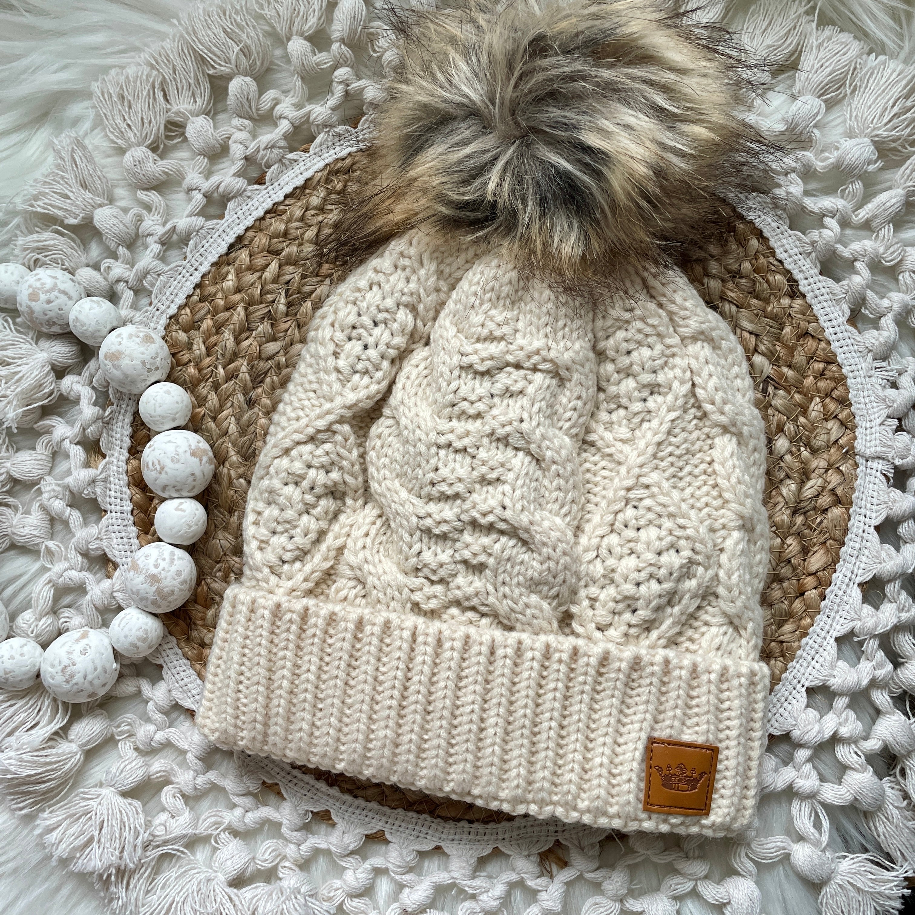 Cream knit hot sale hat