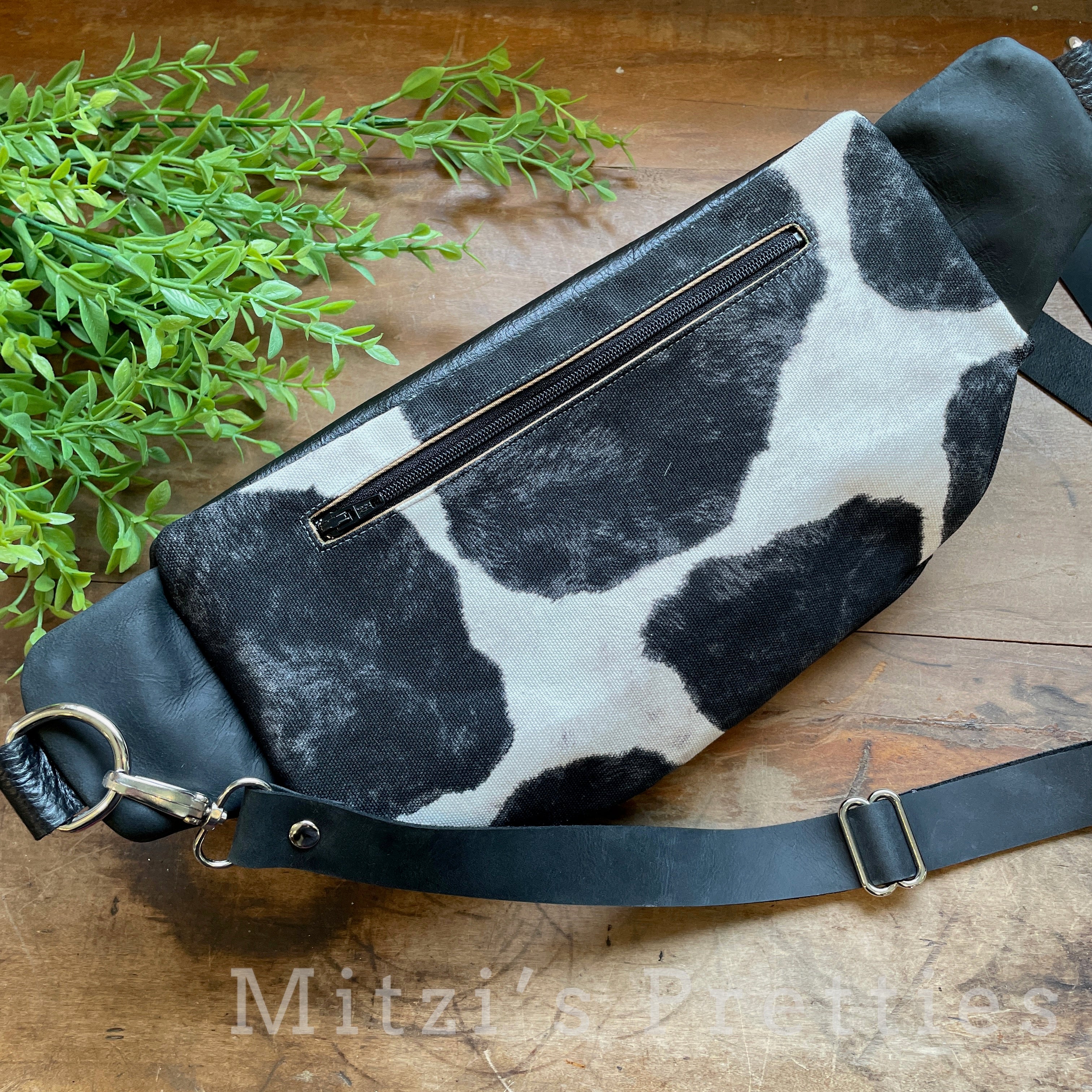 SHIPS TODAY Cowhide Fabric & Leather Bum Bag – Mitzi's Pretties