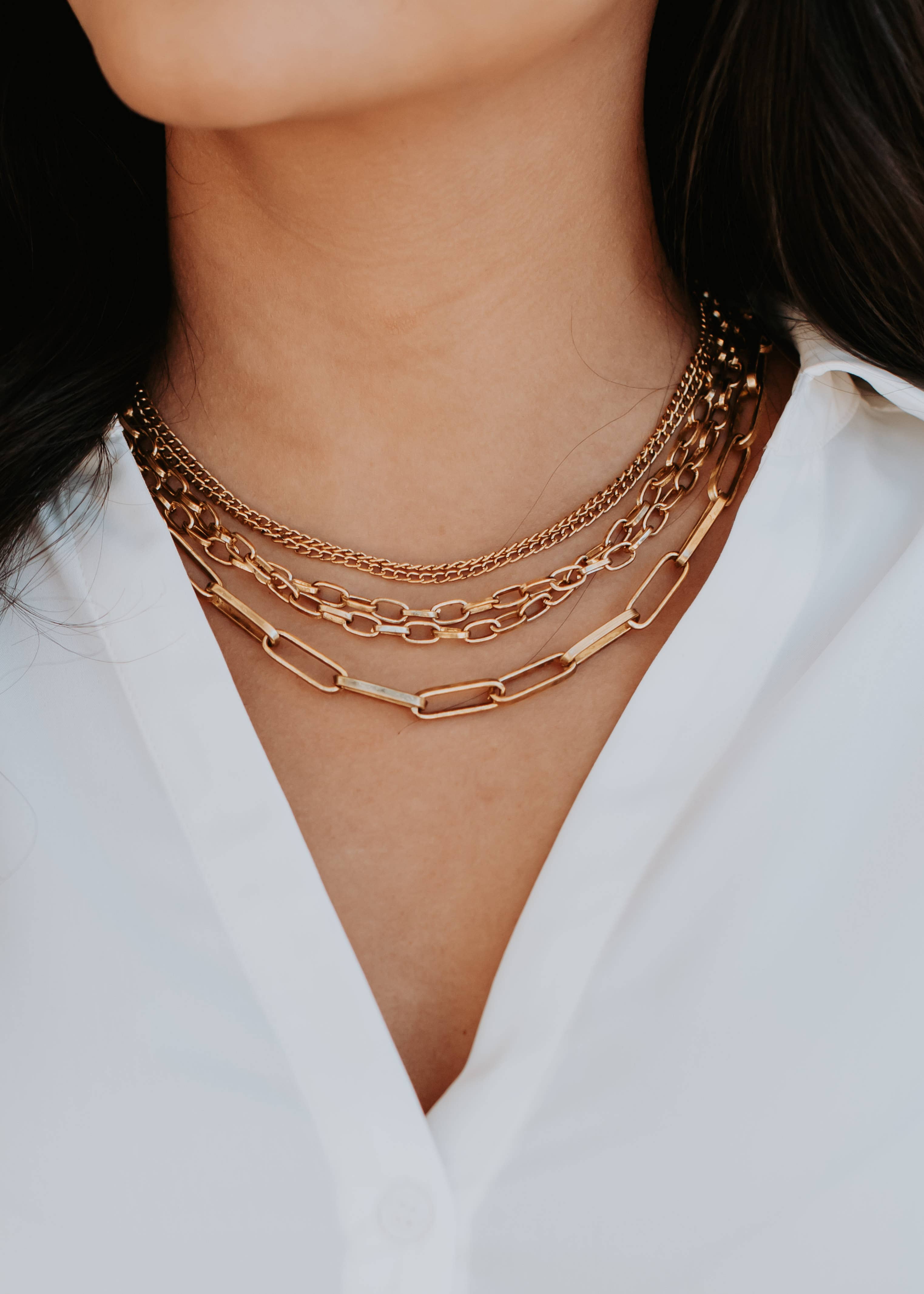 Golden Paperclip Necklace Inlaid Zircon Elegant Neck Jewelry - Temu