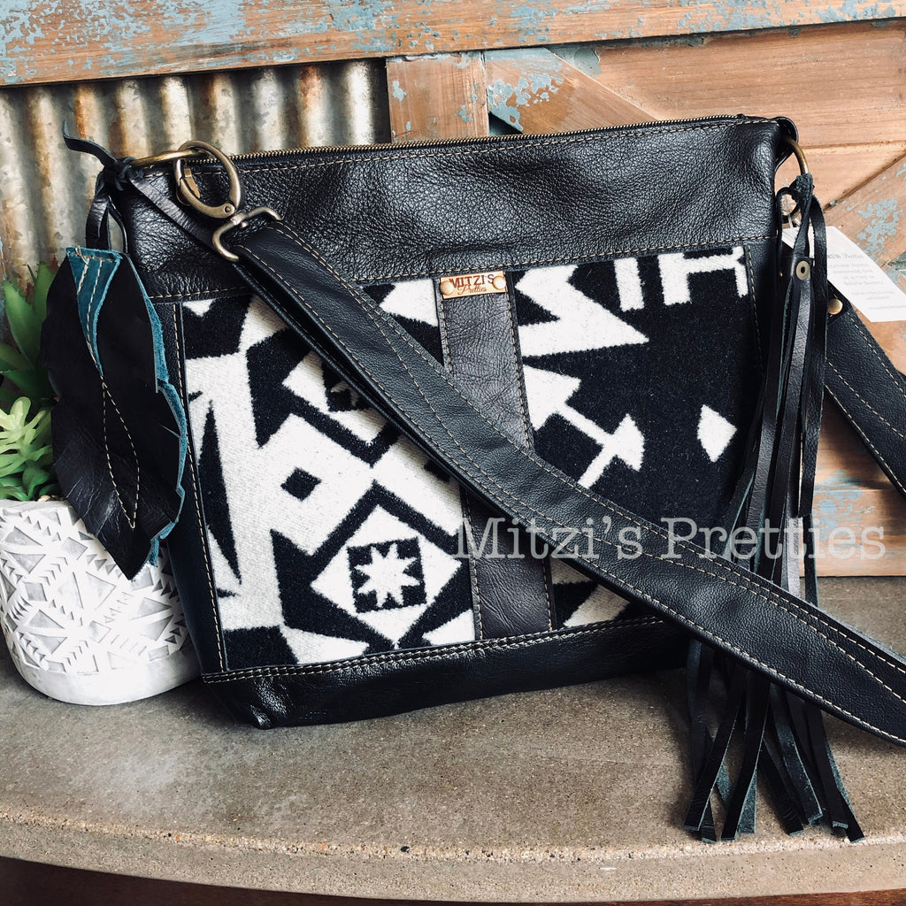 MADE TO ORDER Pendleton Wool and Leather Hobo w/ Cross Body Strap